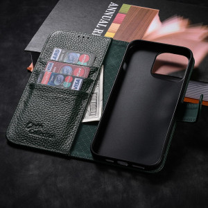 Husa de protectie pentru iPhone 14 Pro Case Case Collection, piele PU, verde, 6,1 inchi