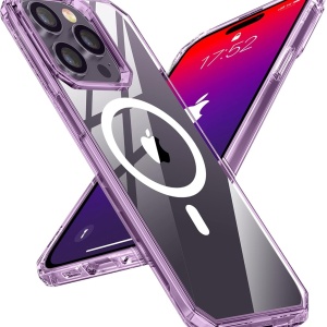 Husa de protectie pentru iPhone 14 Pro Max Quikbee, TPU/PC, violet/transparent, 6,7 inchi