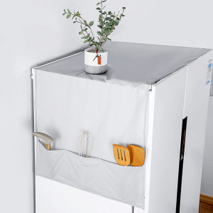 Husa impotriva prafului pentru frigider cu buzunare de depozitare Generic, PEVA, gri, 170 x 60 cm - Img 3
