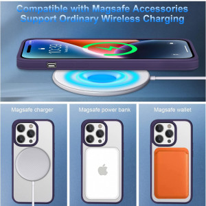 Husa magnetica pentru iPhone 13 Pro Max UNDEUX, metal/silicon, violet, 6,7 inchi - Img 6