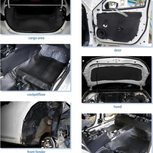 Insonorizant auto Sourcing Map, spuma/aluminiu, negru/bej, 6 mm x 80 cm x 50 cm