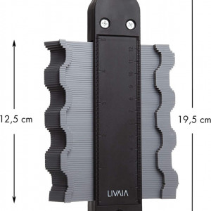 Instrument flexibil de masurare pentru contur Livaia, plastic/metal, negru/gri, 19,5 cm