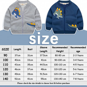 Jachetă pentru copii dinozaur Minizone, bumbac, gri, 2-3 ani