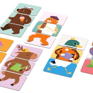 Joc educational pentru copii, Animale Mix and Match, KuKiKuk Efko, 18 piese mari, carton gros, animatii colorate haioase, varsta 2-6 ani - Img 2