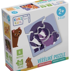 Joc educational pentru copii, Puzzle Mama si Puii, KuKiKuk Efko, 6 perechi, 30 piese mari, carton gros, animatii colorate haioase, varsta 2-5 ani - Img 1