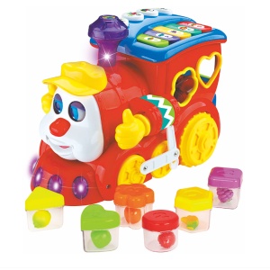 Jucarie interactiva Hola - Locomotiva cu forme, lumini si sunete, Resigilat, Grad A