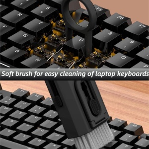 Kit 8 in 1 pentru curatare tastatura/casti Bloook, plastic/burete, negru/gri, 9 x 3 x 5 cm