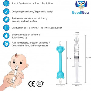 Kit cu aspirator si seringa pentru curatarea sinusurilor la bebelusi Boodibou, albastru, plastic/silicon, 9.5 x 1.5 cm - Img 5