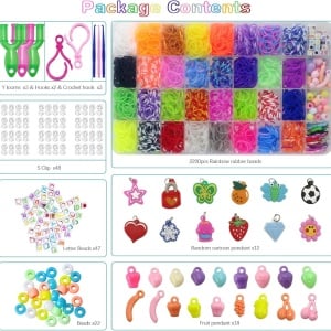 Kit de creat bratari/coliere Kazaigou, silicon/plastic, multicolor, 2351piese