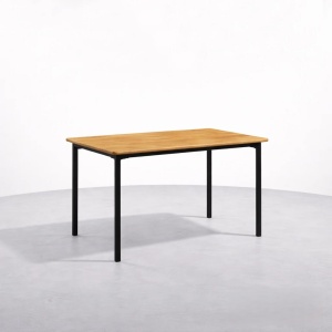 Kiwari Arno masa dining/birou, MDF/metal, 110x70x75cm, 11kg, capacitate 30kg, design modern, lemn deschis/negru - Verificat A · Re-Bloom - Img 4