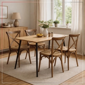 Kiwari Brik masa dining/birou, MDF/metal, 110x70x75cm, 10.1kg, capacitate 30kg, stil contemporan, lemn natural/negru - Verificat A · Re-Bloom - Img 2