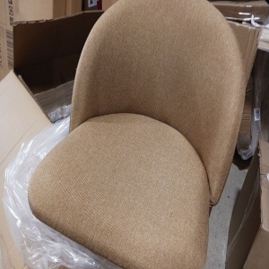 Kiwari Tan set 2 scaune bar/bucatarie, textil/spuma + cadru metalic aspect lemn, 40x40x105cm, inaltime sezut 75cm, capacitate 120kg, spatar ergonomic, suport picioare, maro - Verificat A · Re-Bloom - Img 6
