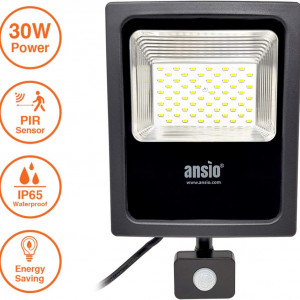 Lampa cu senzor de miscare ANSIO, 30 W, halogen, LED, IP65, negru, alb rece, metal, - Img 8