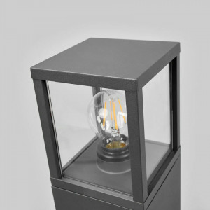 Lampa pentru gradina Klemens, aluminiu/sticla, gri grafit, 12 x 12 x 65 cm - Img 2