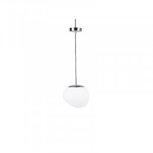 Lampa tip pendul Marchiz, sticla/ metal, argintiu/alb, 130 cm
