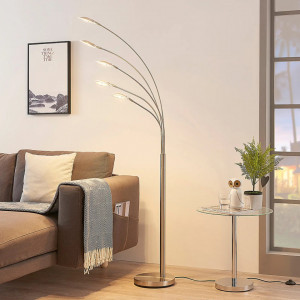 Lampadar Anea, LED, metal/sticla, argintiu, 64,5 x 28 x 179 cm - Img 6