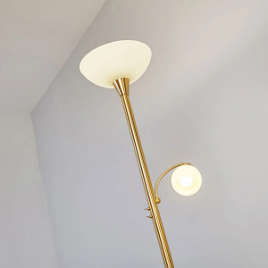 Lampadar Elaina, LED, metal/sticla, alb/auriu, 34 x 182,5 cm - Img 6