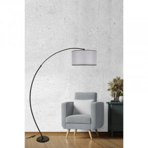 Lampadar Emelia, metal/textil, negru/gri deschis, 185 x 30 cm