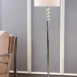 Lampadar Floor Lamps, metal/cristal, alb/argintiu, 152 x 35 cm