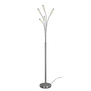 Lampadar Reed, 5 lumini, metal/polietilena, argintiu, 31 x 196 x 86 cm