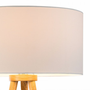 Lampadar Stabilo, lemn masiv/textil, alb/maro, 50 x 150 cm, 40w - Img 5