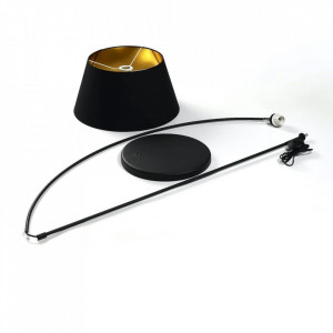 Lampadar Stofa, metal/tesatura, negru/auriu, 37 x 192 x 165 cm - Img 2