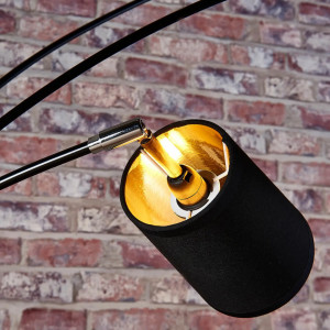 Lampadar TINNE, metal/textil, negru/auriu, 30 x 90 x 210 cm - Img 4