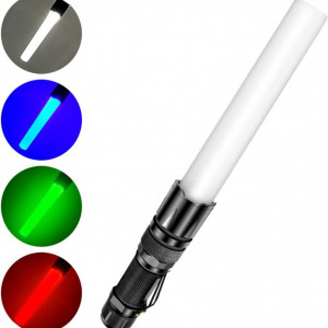 Lanterna cu 4 culori de lumina UltraFire, 3.7V 2600mAh baterie reincarcabila siincarcator USB, negru, aluminiu, 13,8 x 3,3 cm - Img 5