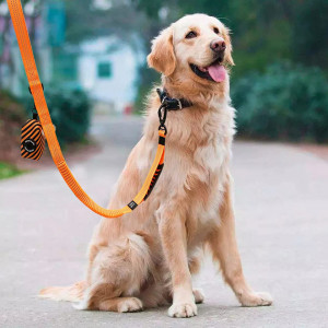 Lesa pentru caine Amai Keto, nailon, portocaliu/alb/negru, 106-140 cm - Img 2