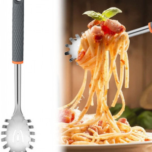 Lingura pentru spaghete Butyeak, otel inoxidabil, argintiu/gri, 31,6 x 6,4 x 4 cm - Img 1