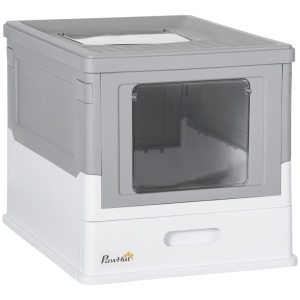 Litiera pentru pisici Re-Bloom, polipropilena, alb/gri, 47,5 x 35,5 x 36,7 cm, Resigilat, Grad A