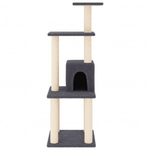 Loc de joaca pentru pisici vidaXL, lemn compozit/plus/sisal, bej/gri inchis, 35 x 35 x 105 cm