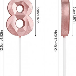 Lumanare in forma de diamant 3D cifra 8 Fanshiontide, ceara, roz, 12,5 x 3,5 cm - Img 6