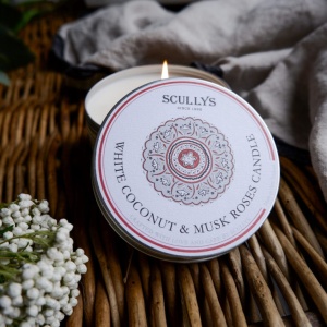 Lumânare Parfumată White Coconut & Musk Roses, Scullys, 150 g, 30h - Img 2