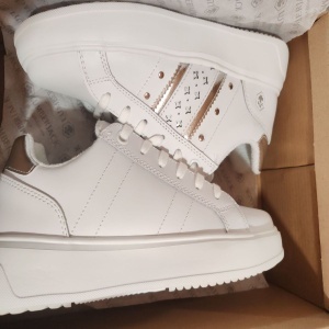 Lumberjack, Pantofi sport de piele ecologica cu detalii perforate Pria, Alb, Argintiu, 38, Resigilat, Grad A - Img 2