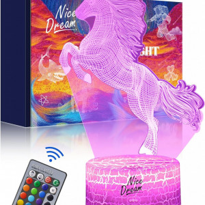 Lumina de noapte cu iluzie unicorn Nice Dream, plastic, roz, 3D - Img 1