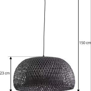 Lustra supendata Lindby Eskil din bambus, diametru 46.5 cm, neagra, E27 - Img 6