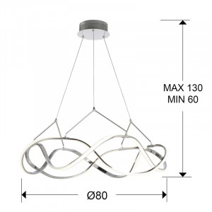 Lustra tip pendul Ameer, LED, metal/acril, argintiu, 80 x 60-130 cm