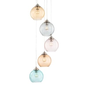 Lustra tip pendul Argol, 5 lumini, metal/sticla, multicolor, 30 x 150 cm