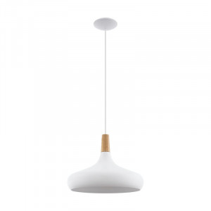 Lustra tip pendul Kaylen, metal/lemn, alb, 40 x 40 x 110 cm