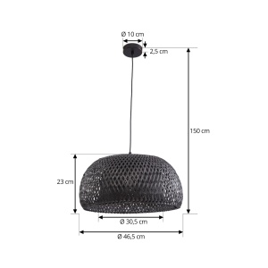 Lustra tip pendul Lindby Eskil, bambus, negru, 46,5 x 150 cm - Img 4