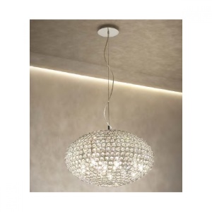 Lustra tip pendul Lux Orion, 8 lumini, metal/cristal, transparent, 50 cm