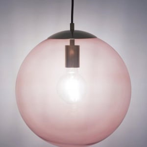 Lustra tip pendul Westwing Bao, metal/sticla, roz/auriu, 35 x 150 cm