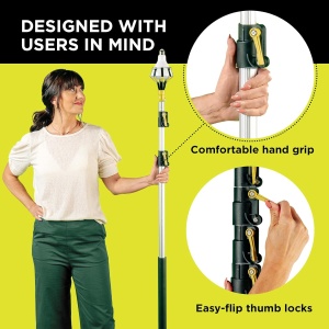 Maner telescopic DocaPole, aluminiu, argintiu/negru, 7.3 m - Img 3