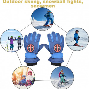 Manusi de schi pentru copii Miotlsy, albastru, lana/TPU, 5-8 ani - Img 5