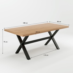Masa fixa 180 cm stejar/negru X Colton - Img 3