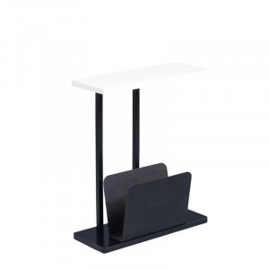 Masa laterala Horrell, lemn/metal, alb/negru, 60 x 50 x 20 cm