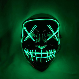 Masca pentru Halloween Shineyoo, LED, PVC, negru/verde, 18 x 20 cm - Img 5