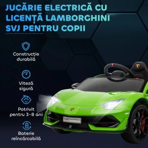 Masina electrica copii Re-Bloom Lamborghini Aventador, 12V 2x35W, PP/metal, 123x66.5x45.5 cm, telecomanda, 3-5 km/h, autonomie 45 min, varsta 3-8 ani, 25 kg - Verificat A · Re-Bloom - Img 6