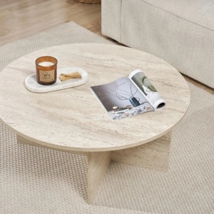 Masuta de cafea 90x90x40 cm, PAL 18mm, finisaj travertin, design modern - Verificat A · Re-Bloom - Img 3